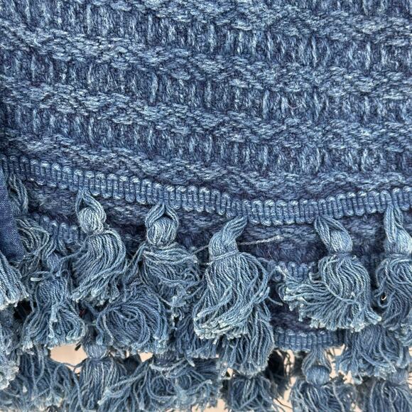 SACRED THREADS Open Cardigan Jacket Womens Size Small Blue Tassel Trim Boho - Picture 6 of 9